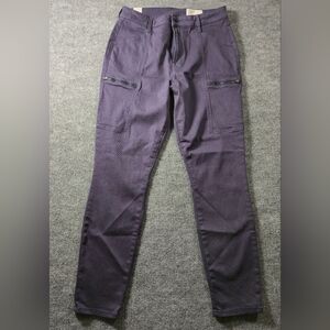 Cosmic Blue Love Cargo Pants Blue Size 30 Tencel MidRise Skinny‎ Button Zip
